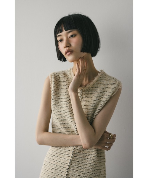 STYLEMIXER（スタイルミキサー）の「ツイードニットトップ（タンクトップ・レディース・アイボリー/ブラック/サックスブルー・FREE）」の10枚目の写真