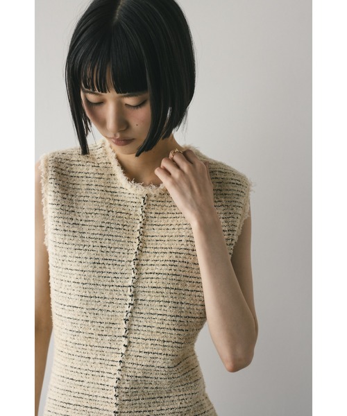 STYLEMIXER（スタイルミキサー）の「ツイードニットトップ（タンクトップ・レディース・アイボリー/ブラック/サックスブルー・FREE）」の11枚目の写真