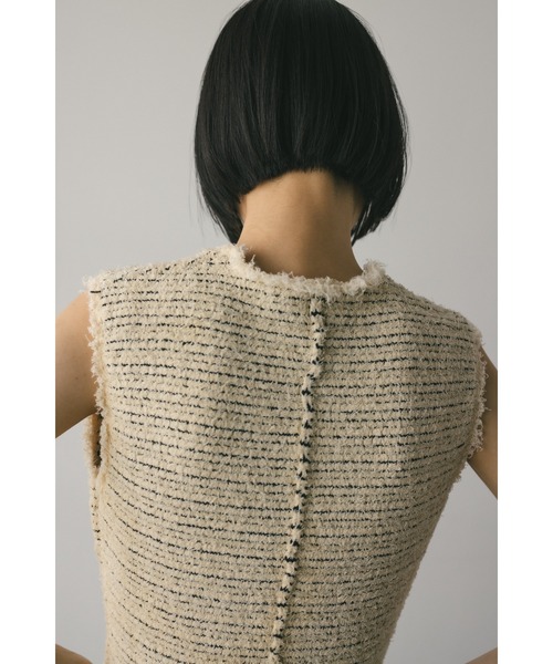 STYLEMIXER（スタイルミキサー）の「ツイードニットトップ（タンクトップ・レディース・アイボリー/ブラック/サックスブルー・FREE）」の14枚目の写真