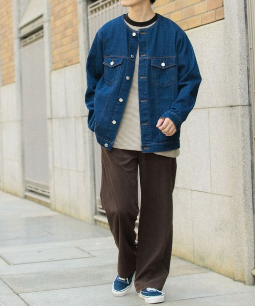 ITEMS URBANRESEARCH（アイテムズ アーバンリサーチ）の「Denim No Collar Jacket（デニムジャケット・メンズ・ネイビー/ブラック・MEDIUM/LARGE）」の12枚目の写真