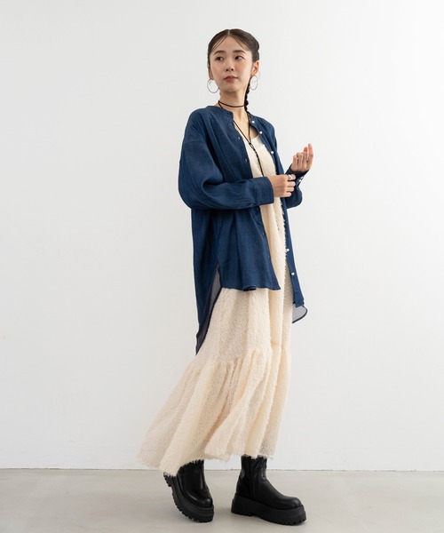 ANNA LUNA(アンナルナ)の「【ANNA LUNA】柔らかな着心地が魅力的なテンセルデニムチュニックブラウス(シャツ/ブラウス・レディース・ブルー/ネイビー・MEDIUM/LARGE)」の18枚目の写真