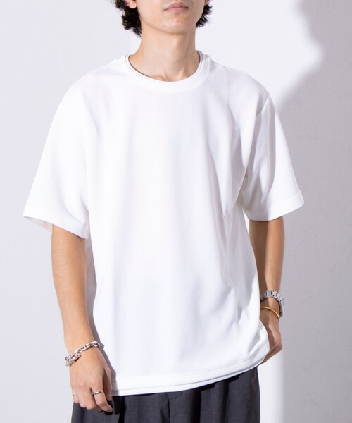 GLOSTER(グロスター)の「【GLOSTER/グロスター】ふくれ フェイクレイヤード クルーネック 半袖 Tシャツ(Tシャツ/カットソー・メンズ・ホワイト/ネイビー/サックスブルー・M/L/S)」の2枚目の写真