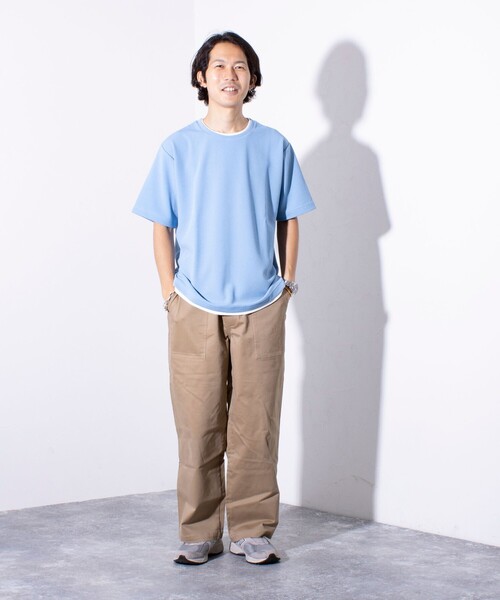 GLOSTER(グロスター)の「【GLOSTER/グロスター】ふくれ フェイクレイヤード クルーネック 半袖 Tシャツ(Tシャツ/カットソー・メンズ・ホワイト/ネイビー/サックスブルー・M/L/S)」の4枚目の写真