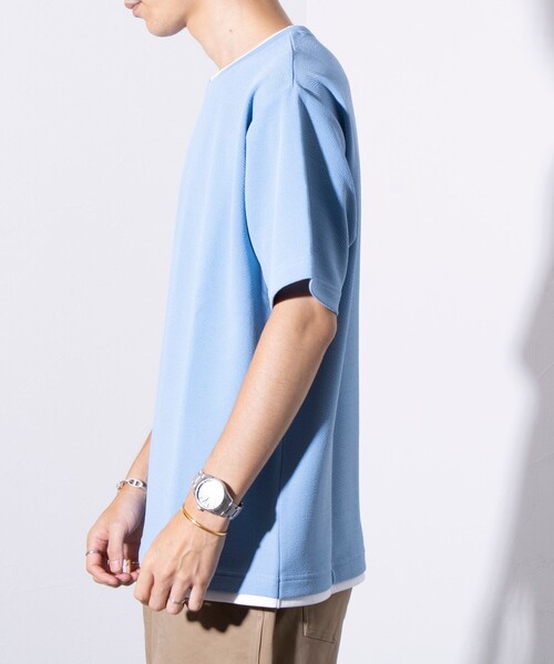 GLOSTER(グロスター)の「【GLOSTER/グロスター】ふくれ フェイクレイヤード クルーネック 半袖 Tシャツ(Tシャツ/カットソー・メンズ・ホワイト/ネイビー/サックスブルー・M/L/S)」の22枚目の写真