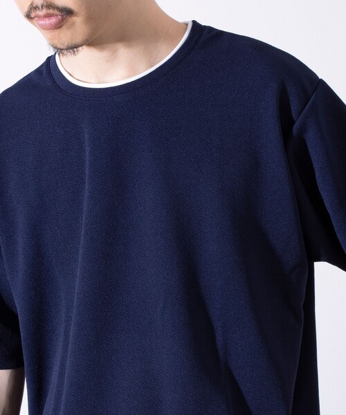 GLOSTER(グロスター)の「【GLOSTER/グロスター】ふくれ フェイクレイヤード クルーネック 半袖 Tシャツ(Tシャツ/カットソー・メンズ・ホワイト/ネイビー/サックスブルー・M/L/S)」の15枚目の写真