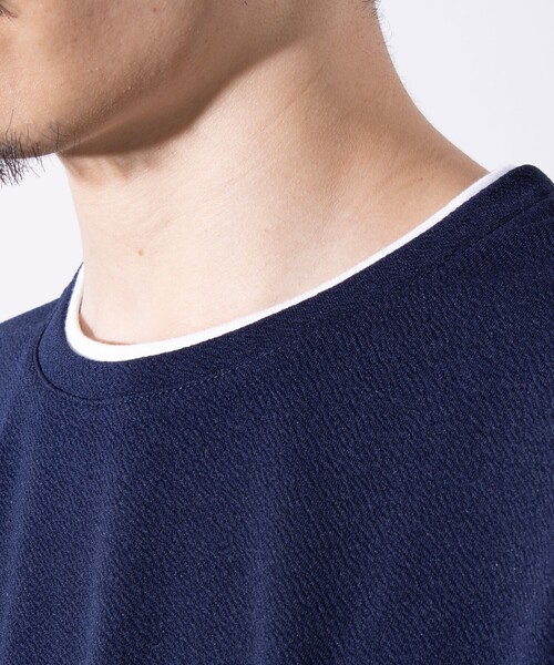 GLOSTER(グロスター)の「【GLOSTER/グロスター】ふくれ フェイクレイヤード クルーネック 半袖 Tシャツ(Tシャツ/カットソー・メンズ・ホワイト/ネイビー/サックスブルー・M/L/S)」の14枚目の写真