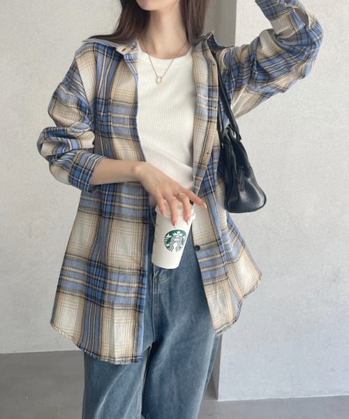 Ada.(エイダ)の「オーバーサイズ ヴィンテージライク チェックシャツ(シャツ/ブラウス・レディース・グリーン/ネイビー/ブルー/ブラック/ブラウン/グレー/アイボリー・M/L)」の20枚目の写真