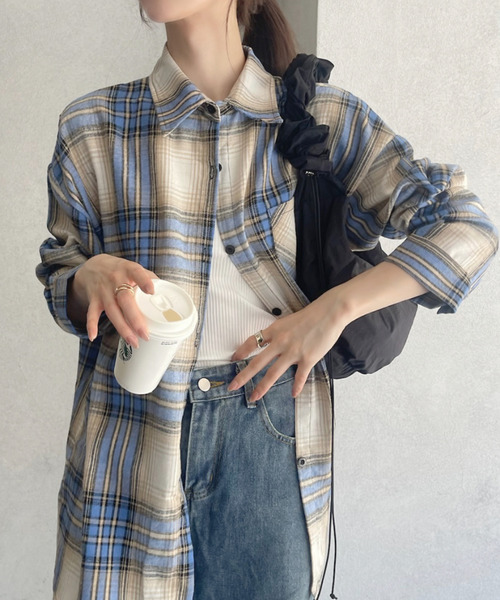 Ada.(エイダ)の「オーバーサイズ ヴィンテージライク チェックシャツ(シャツ/ブラウス・レディース・グリーン/ネイビー/ブルー/ブラック/ブラウン/グレー/アイボリー・M/L)」の11枚目の写真