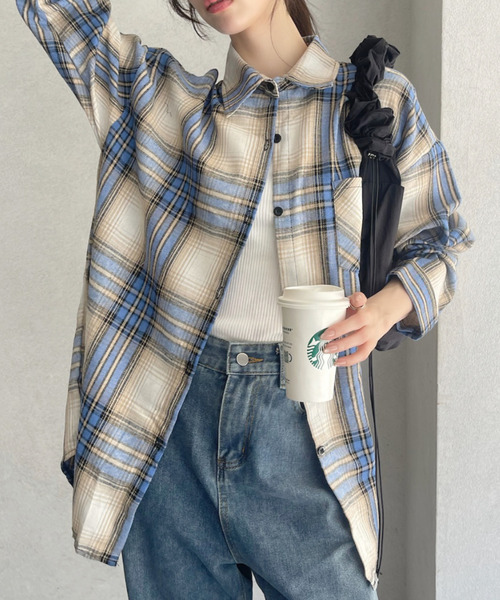 Ada.(エイダ)の「オーバーサイズ ヴィンテージライク チェックシャツ(シャツ/ブラウス・レディース・グリーン/ネイビー/ブルー/ブラック/ブラウン/グレー/アイボリー・M/L)」の19枚目の写真