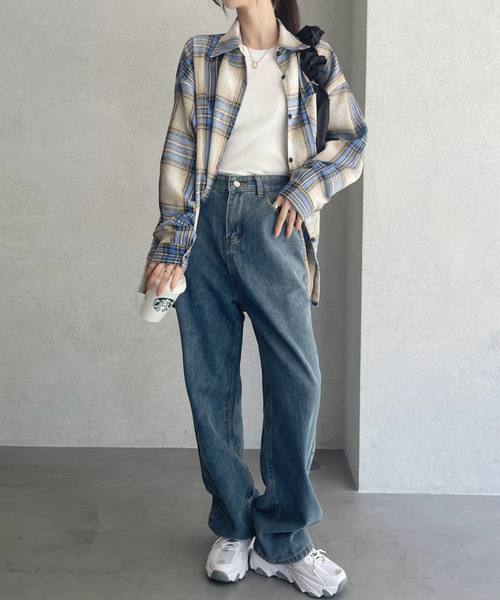 Ada.(エイダ)の「オーバーサイズ ヴィンテージライク チェックシャツ(シャツ/ブラウス・レディース・グリーン/ネイビー/ブルー/ブラック/ブラウン/グレー/アイボリー・M/L)」の13枚目の写真