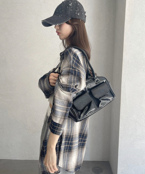 Ada.(エイダ)の「オーバーサイズ ヴィンテージライク チェックシャツ(シャツ/ブラウス・レディース・グリーン/ネイビー/ブルー/ブラック/ブラウン/グレー/アイボリー・M/L)」の17枚目の写真