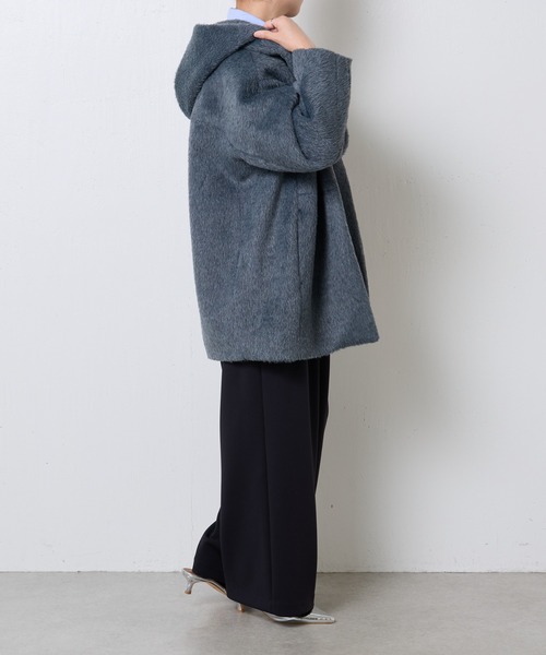 COLLAGE GALLARDAGALANTE（コラージュガリャルダガランテ）の「フーデッドミドルシャギーコート/WEB限定カラー展開（その他アウター・レディース・チャコールグレー/ミント/ネイビー・FREE）」の11枚目の写真