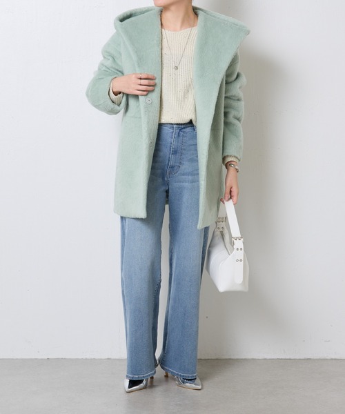 COLLAGE GALLARDAGALANTE（コラージュガリャルダガランテ）の「フーデッドミドルシャギーコート/WEB限定カラー展開（その他アウター・レディース・チャコールグレー/ミント/ネイビー・FREE）」の17枚目の写真