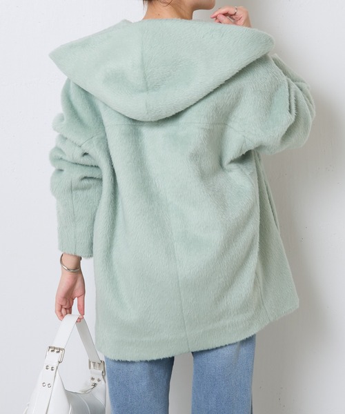 COLLAGE GALLARDAGALANTE（コラージュガリャルダガランテ）の「フーデッドミドルシャギーコート/WEB限定カラー展開（その他アウター・レディース・チャコールグレー/ミント/ネイビー・FREE）」の15枚目の写真