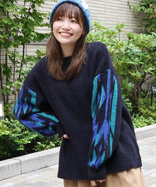 チチカカ（チチカカ）の「モールナバホニットプルオーバー（ニット/セーター・レディース・アイボリー/ブラック/グリーン・FREE）」の2枚目の写真