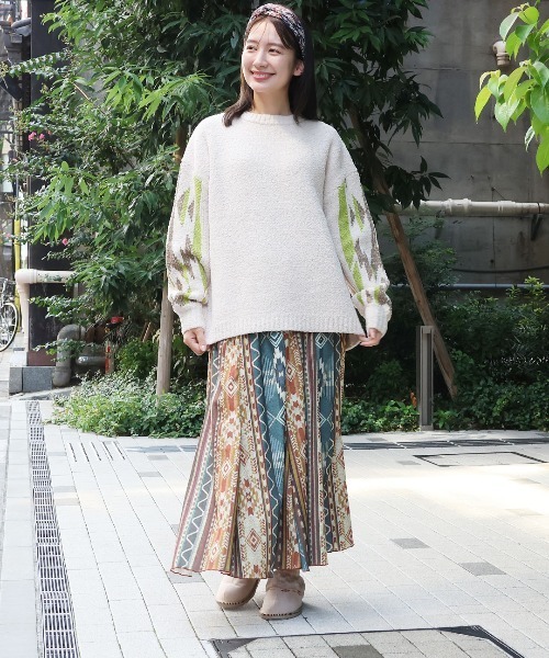 チチカカ（チチカカ）の「モールナバホニットプルオーバー（ニット/セーター・レディース・アイボリー/ブラック/グリーン・FREE）」の4枚目の写真