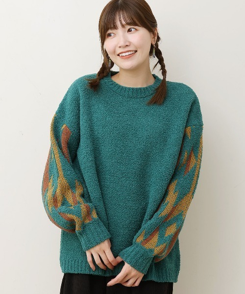 チチカカ（チチカカ）の「モールナバホニットプルオーバー（ニット/セーター・レディース・アイボリー/ブラック/グリーン・FREE）」の7枚目の写真