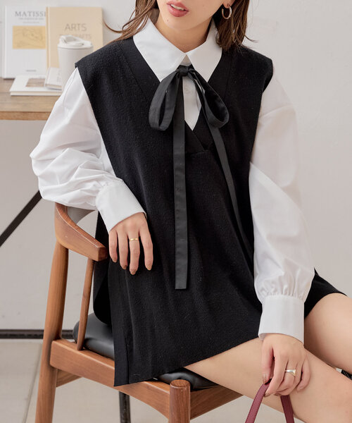 Chico（チコ）の「【SET ITEM/新色追加】細リボン付ベストレイヤード