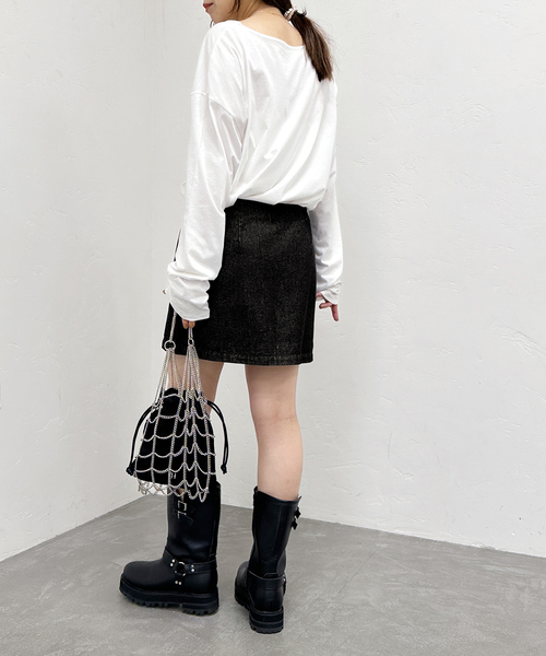 【セール】ウエストリボンデニムミニスカート（スカート）｜U by SPICK&SPAN（ユーバイスピックアンドスパン）