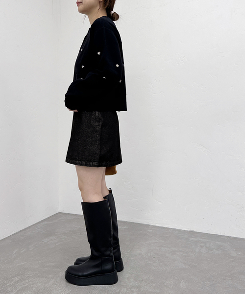 【セール】ウエストリボンデニムミニスカート（スカート）｜U by SPICK&SPAN（ユーバイスピックアンドスパン）