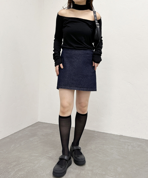 【セール】ウエストリボンデニムミニスカート（スカート）｜U by SPICK&SPAN（ユーバイスピックアンドスパン）