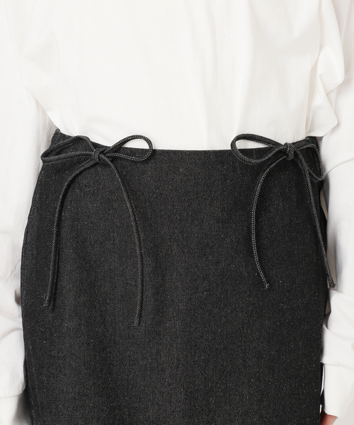 【セール】ウエストリボンデニムミニスカート（スカート）｜U by SPICK&SPAN（ユーバイスピックアンドスパン）