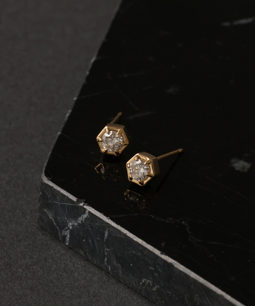 0.18ct六角ダイヤピアス K18（両耳）（ピアス（両耳用