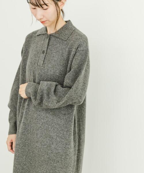 ITEMS URBANRESEARCH（アイテムズ アーバンリサーチ）の「ポロニットワンピース（ワンピース・レディース・ベージュ/グレー・FREE）」の3枚目の写真