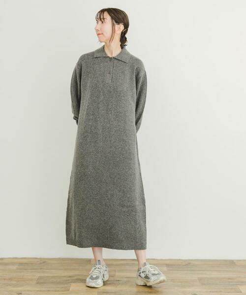 ITEMS URBANRESEARCH（アイテムズ アーバンリサーチ）の「ポロニットワンピース（ワンピース・レディース・ベージュ/グレー・FREE）」の6枚目の写真