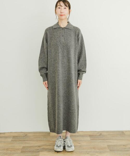 ITEMS URBANRESEARCH（アイテムズ アーバンリサーチ）の「ポロニットワンピース（ワンピース・レディース・ベージュ/グレー・FREE）」の10枚目の写真