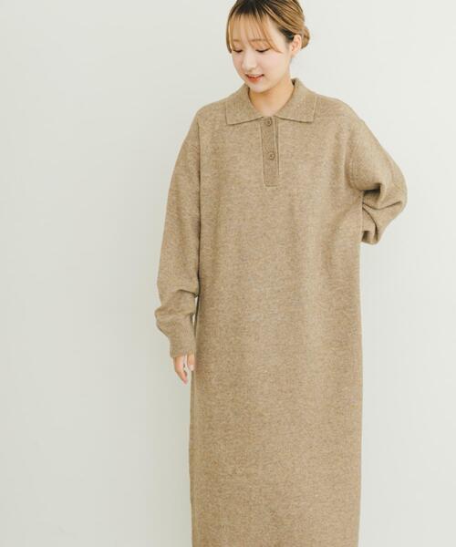 ITEMS URBANRESEARCH（アイテムズ アーバンリサーチ）の「ポロニットワンピース（ワンピース・レディース・ベージュ/グレー・FREE）」の20枚目の写真