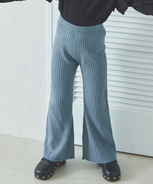 pairmanon（ペアマノン）の「【リンクコーデ】リブ編み ニット フレア パンツ キッズ（その他パンツ・キッズ・ベージュ/ライトグリーン/ブラウン/レッド/ピンク/ブラック/グレー/ブルー/カーキ・120/110/130/150/100/90/140）」の7枚目の写真