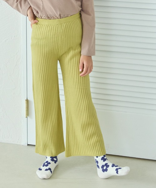 pairmanon（ペアマノン）の「【リンクコーデ】リブ編み ニット フレア パンツ キッズ（その他パンツ・キッズ・ベージュ/ライトグリーン/ブラウン/レッド/ピンク/ブラック/グレー/ブルー/カーキ・120/110/130/150/100/90/140）」の6枚目の写真