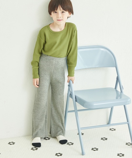 pairmanon（ペアマノン）の「【リンクコーデ】リブ編み ニット フレア パンツ キッズ（その他パンツ・キッズ・ベージュ/ライトグリーン/ブラウン/レッド/ピンク/ブラック/グレー/ブルー/カーキ・120/110/130/150/100/90/140）」の21枚目の写真