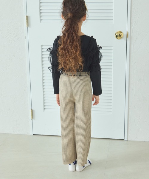 pairmanon（ペアマノン）の「【リンクコーデ】リブ編み ニット フレア パンツ キッズ（その他パンツ・キッズ・ベージュ/ライトグリーン/ブラウン/レッド/ピンク/ブラック/グレー/ブルー/カーキ・120/110/130/150/100/90/140）」の16枚目の写真