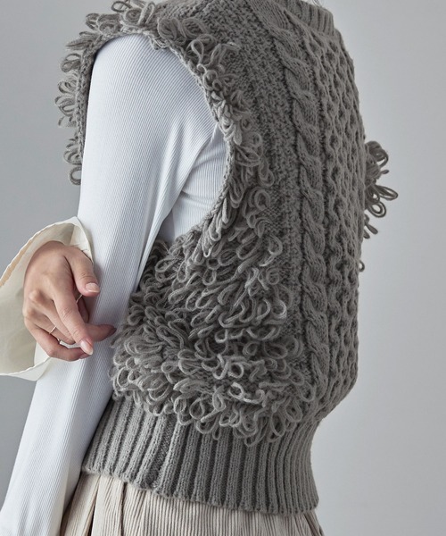 etoll.(エトル)の「フリンジバルキーケーブルニットベスト(ニット etoll.(エトル)の「フリンジバルキーケーブルニットベスト(ニット