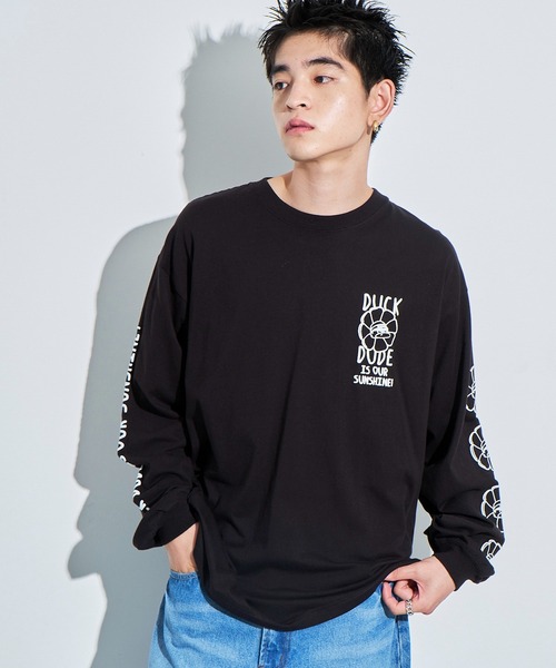 WEGO(ウィゴー)の「WEGO/DUCKDUDE SUNFLOWER ロンT(Tシャツ/カットソー・メンズ・ブラック/ホワイト・MEDIUM/LARGE)」の1枚目の写真