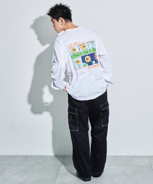 WEGO(ウィゴー)の「WEGO/DUCKDUDE SUNFLOWER ロンT(Tシャツ/カットソー・メンズ・ブラック/ホワイト・MEDIUM/LARGE)」の14枚目の写真