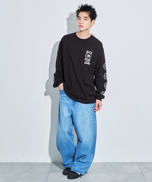 WEGO(ウィゴー)の「WEGO/DUCKDUDE SUNFLOWER ロンT(Tシャツ/カットソー・メンズ・ブラック/ホワイト・MEDIUM/LARGE)」の6枚目の写真