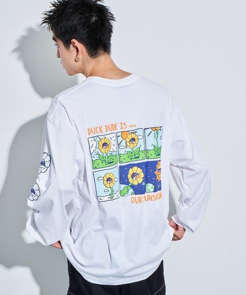 WEGO(ウィゴー)の「WEGO/DUCKDUDE SUNFLOWER ロンT(Tシャツ/カットソー・メンズ・ブラック/ホワイト・MEDIUM/LARGE)」の13枚目の写真