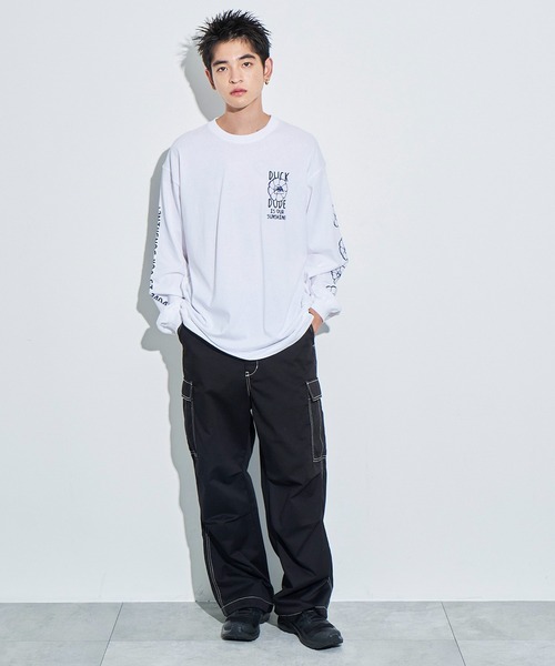 WEGO(ウィゴー)の「WEGO/DUCKDUDE SUNFLOWER ロンT(Tシャツ/カットソー・メンズ・ブラック/ホワイト・MEDIUM/LARGE)」の7枚目の写真
