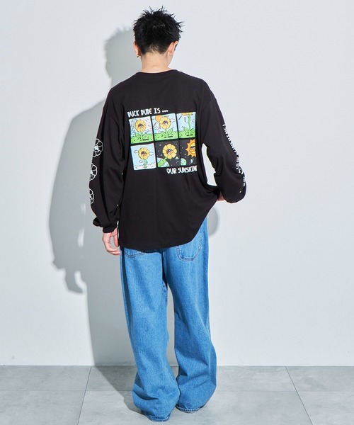 WEGO(ウィゴー)の「WEGO/DUCKDUDE SUNFLOWER ロンT(Tシャツ/カットソー・メンズ・ブラック/ホワイト・MEDIUM/LARGE)」の8枚目の写真