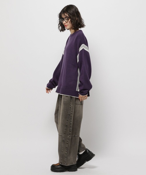 niko and...（ニコアンド）の「アンチピリングラインプルオーバー（ニット/セーター・レディース・パープル/グレー/ブラック/アイボリー・MEDIUM/LARGE）」の15枚目の写真