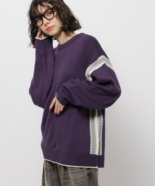niko and...（ニコアンド）の「アンチピリングラインプルオーバー（ニット/セーター・レディース・パープル/グレー/ブラック/アイボリー・MEDIUM/LARGE）」の16枚目の写真