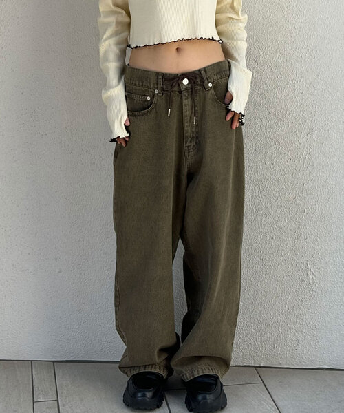 CIAOPANIC（チャオパニック）の「オーバーダイバギーデニム（デニムパンツ・レディース・ブルー/ブラック/ブラウン・MEDIUM/LARGE）」の3枚目の写真