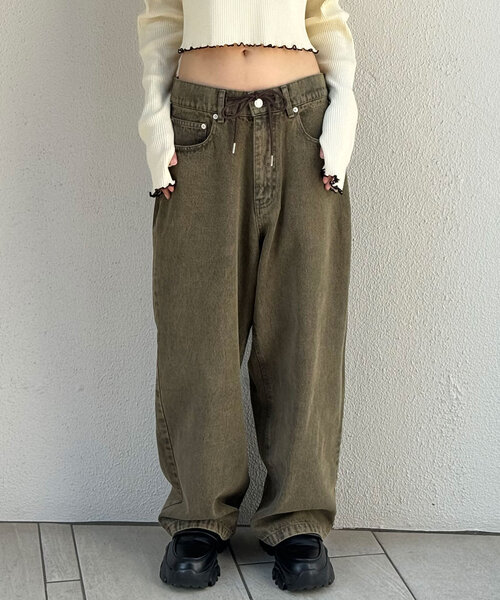 CIAOPANIC（チャオパニック）の「オーバーダイバギーデニム（デニムパンツ・レディース・ブルー/ブラック/ブラウン・MEDIUM/LARGE）」の11枚目の写真