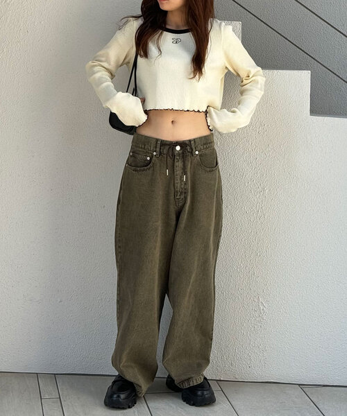 CIAOPANIC（チャオパニック）の「オーバーダイバギーデニム（デニムパンツ・レディース・ブルー/ブラック/ブラウン・MEDIUM/LARGE）」の15枚目の写真