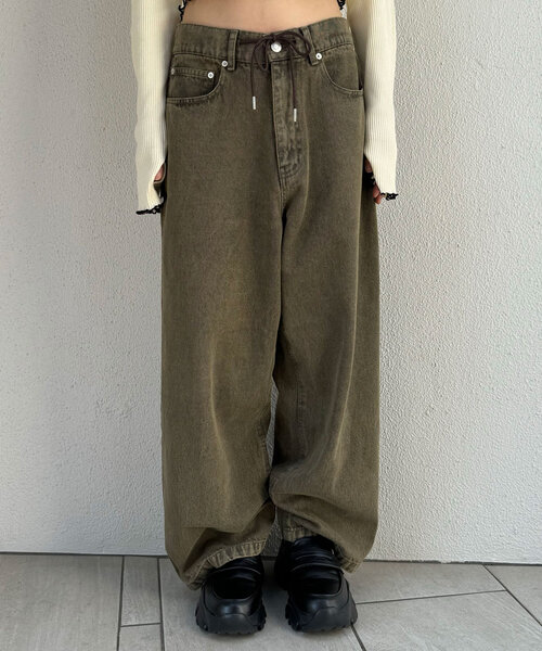 CIAOPANIC（チャオパニック）の「オーバーダイバギーデニム（デニムパンツ・レディース・ブルー/ブラック/ブラウン・MEDIUM/LARGE）」の18枚目の写真