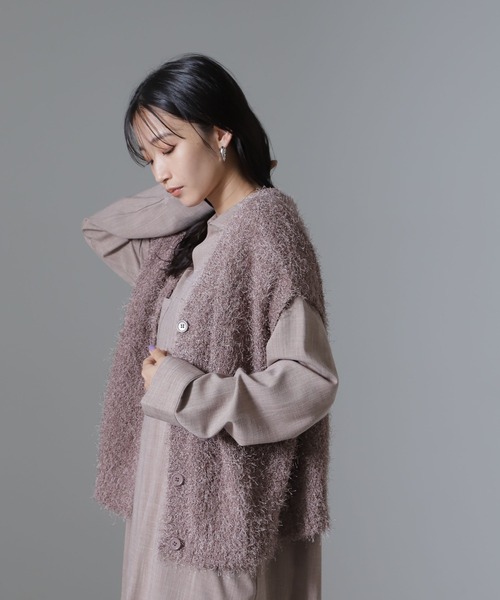 【セール】フェザーヤーンクロップド丈前後2wayニットベスト（セットアップ可）（ニット/セーター）｜nano･universe（ナノユニバース）