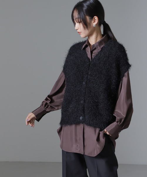 ☆新品！リヴドロワ 2WAY フェザーヤーンニットビスチェ ベスト プラスワンアイテムに最適】2wayフェザーヤーンニットビスチェ